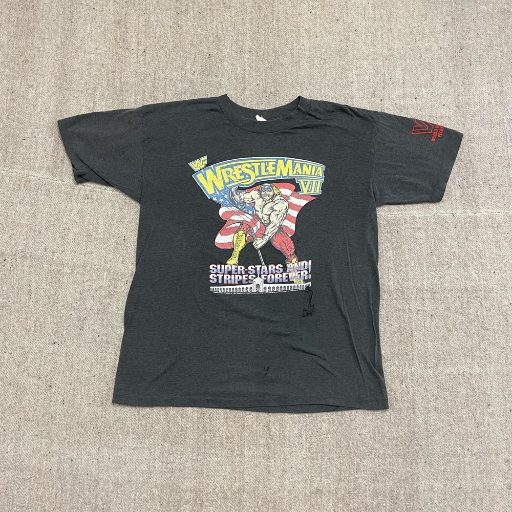 vintage WWF WrestleMania Hulk‎ Hogan shirt mens Small Black 1990s WWE